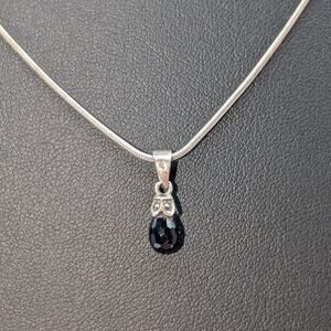 925 Sterling Silver Smoky Quartz Briolette Cut Pendant 16.5" - 20.25" Necklace
